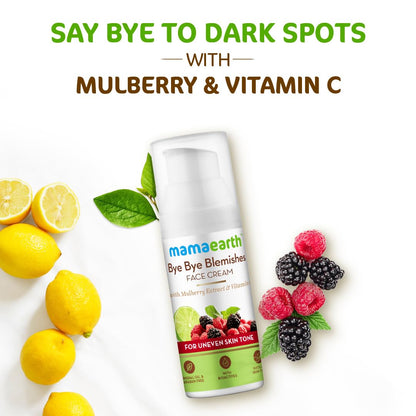 Mamaearth Bye Bye Blemishes Face Cream, For Pigmentation & Blemish Removal, With Mulberry Extract & Vitamin C - 30ml