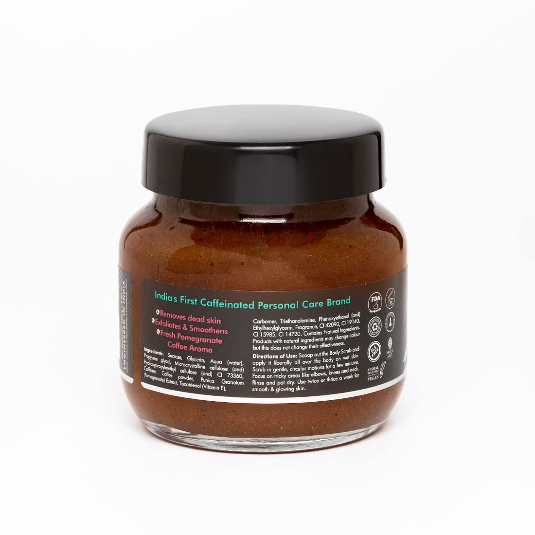 mCaffeine Coffee Sugar Body Scrub with Pomegranate for Gentle Exfoliation & Smoothening, 250g