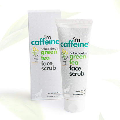 mCaffeine Green Tea Face Scrub with Vitamin C & Walnut for Women & Men, 100gm