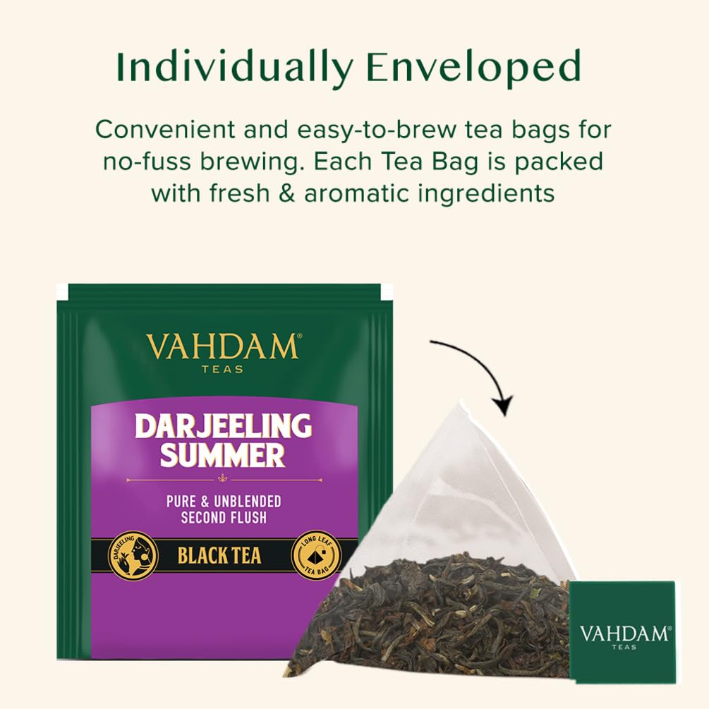 VAHDAM, Darjeeling Summer Black Tea - 15 Black Tea Bags