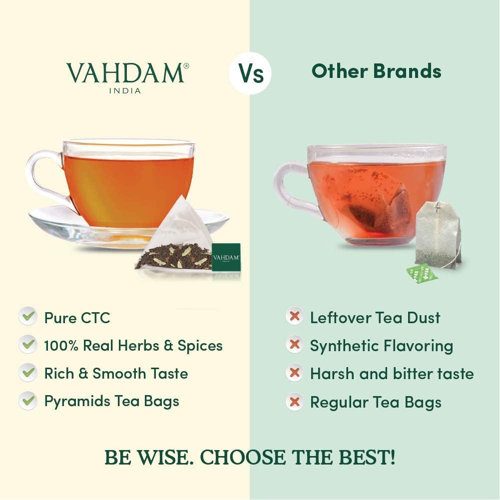 VAHDAM, Vanilla Spiced Masala Tea Bags - 15 Long Leaf Pyramid TBs