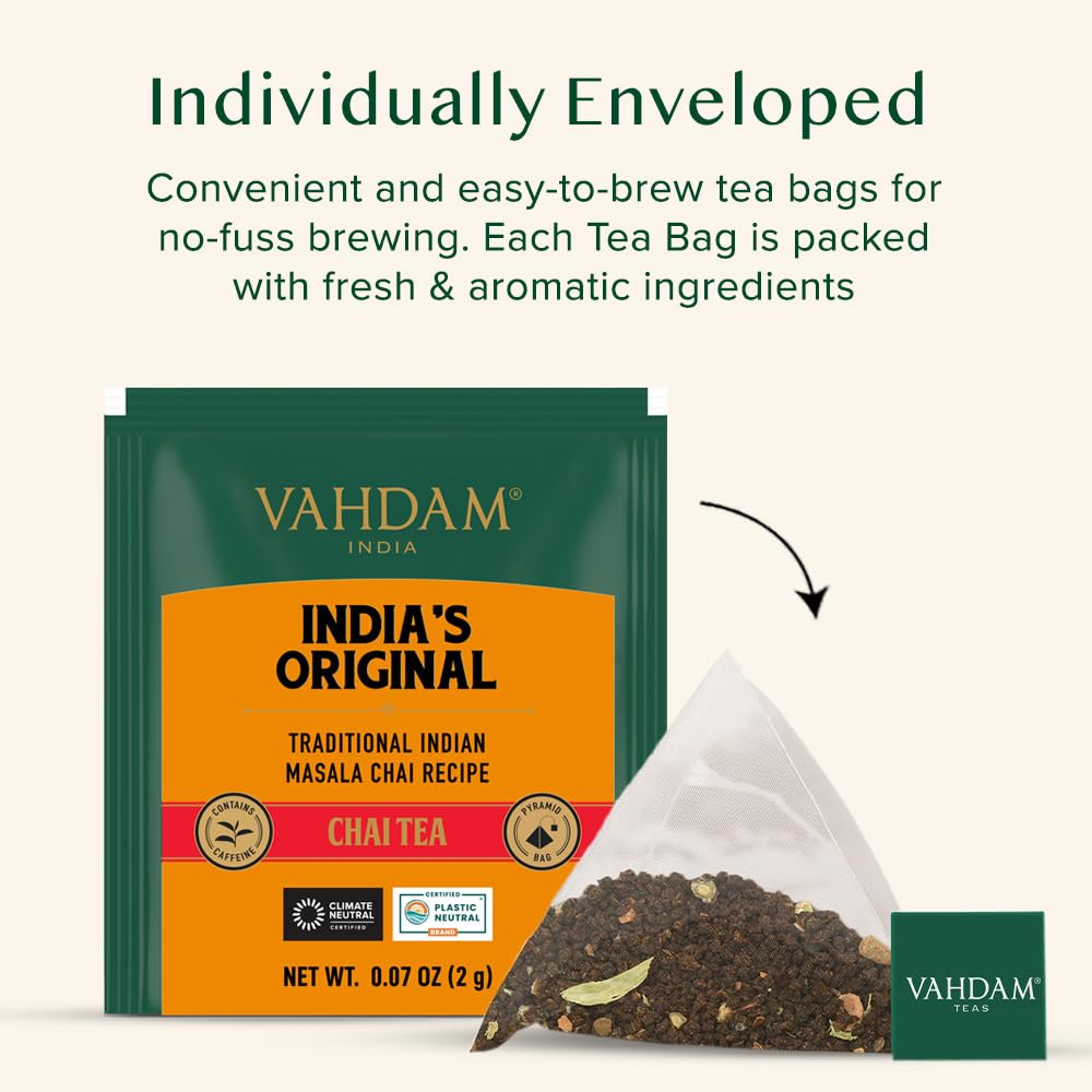 VAHDAM, India's Original Masala Chai Tea Bags (15 bags)