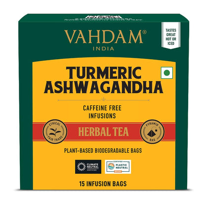 VAHDAM, Turmeric Ashwagandha Herbal Tea Bags (15 bags)