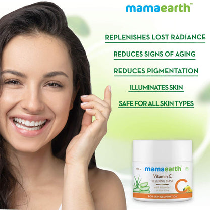 Mamaearth Vitamin C Sleeping Mask, Night Cream For Women, for Skin Illumination - 100 g