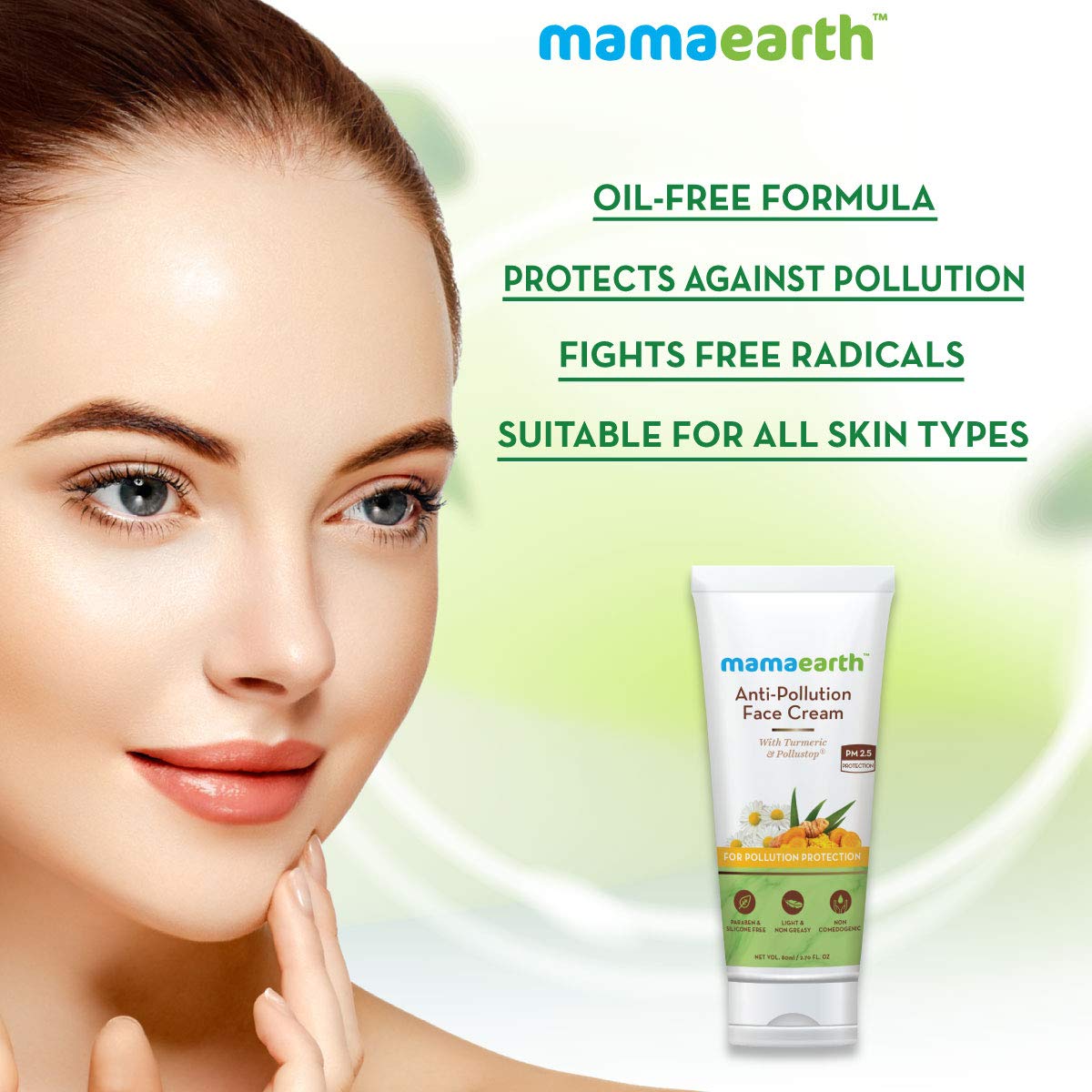 Mamaearth Anti-Pollution Daily Face Cream for Dry & Oily Skin with Turmeric & Pollustop, 80ml