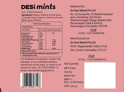 Go Desi Meetha Paan Mouth fresheners, Box of 40 Sachets