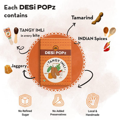 GO DESi Popz Imli Pop, Tamarind & Jaggery Candy, 50 Pieces