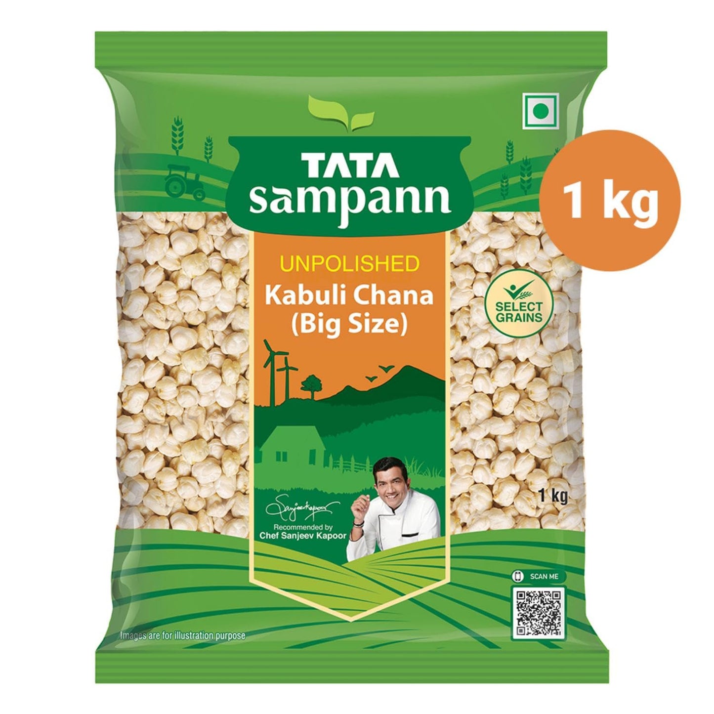 Tata Sampann Unpolished Kabuli Chana (Big Size), 1kg