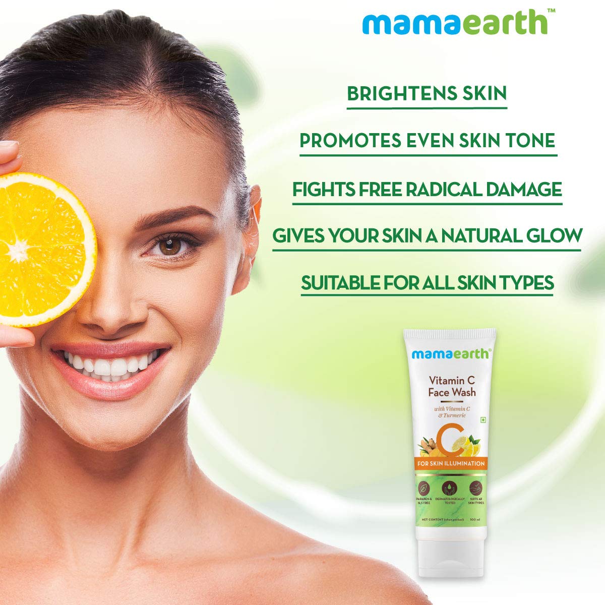 Mamaearth Vitamin C Face Wash with Vitamin C and Turmeric for Skin Illumination - 100ml