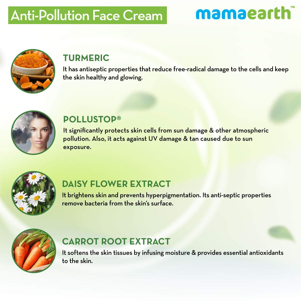 Mamaearth Anti-Pollution Daily Face Cream for Dry & Oily Skin with Turmeric & Pollustop, 80ml