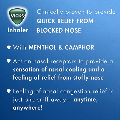 Vicks Inhaler - Soothing Vapors to Breathe Easy, Menthol Scent, Pack of 2