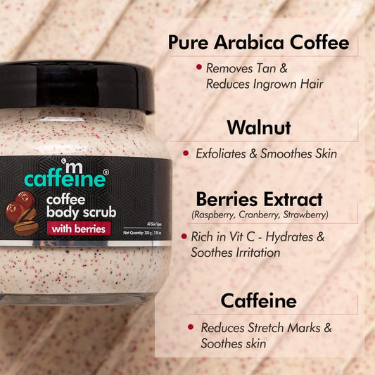 mCaffeine Berries & Coffee Body Scrub for Tan Removal, 200gm