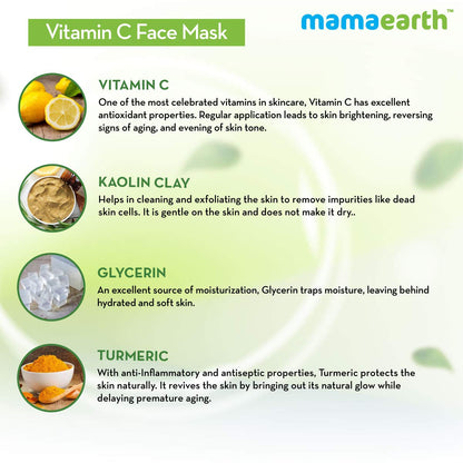 Mamaearth Vitamin C Face Mask With Vitamin C & Kaolin Clay for Skin Illumination - 100 g