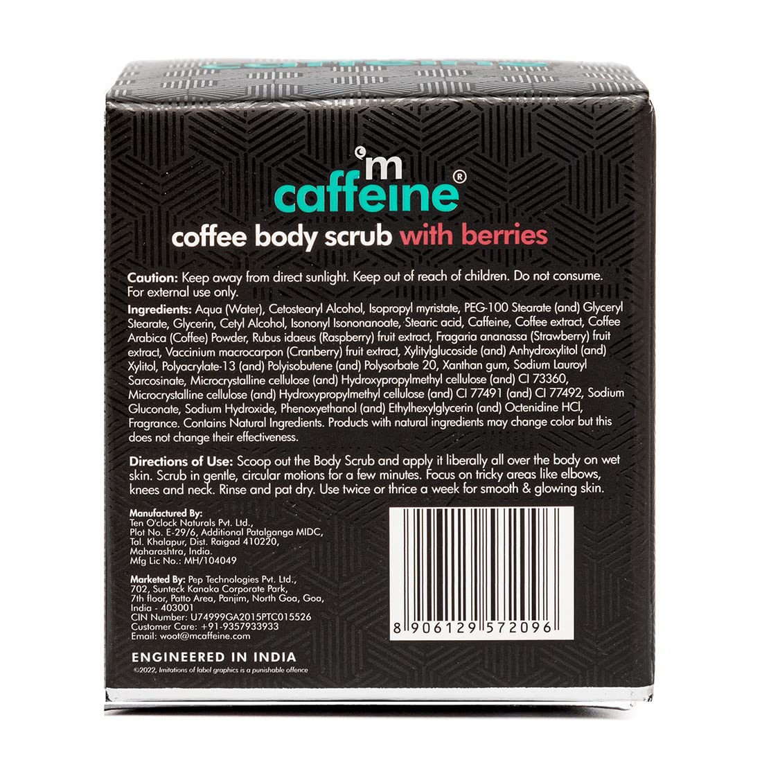 mCaffeine Berries & Coffee Body Scrub for Tan Removal, 200gm