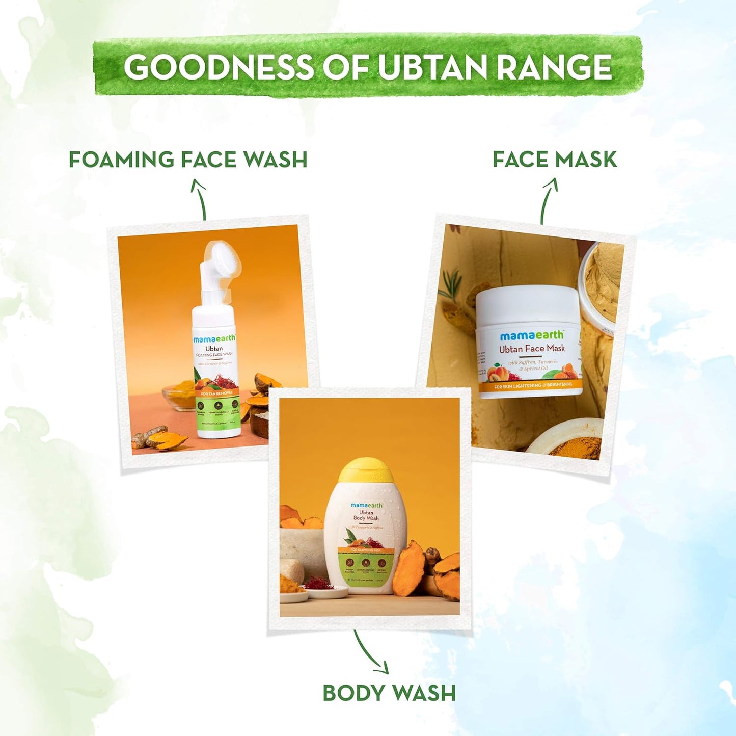 Mamaearth Ubtan Foaming Face Wash with Turmeric and Saffron for Tan Removal, 150ml