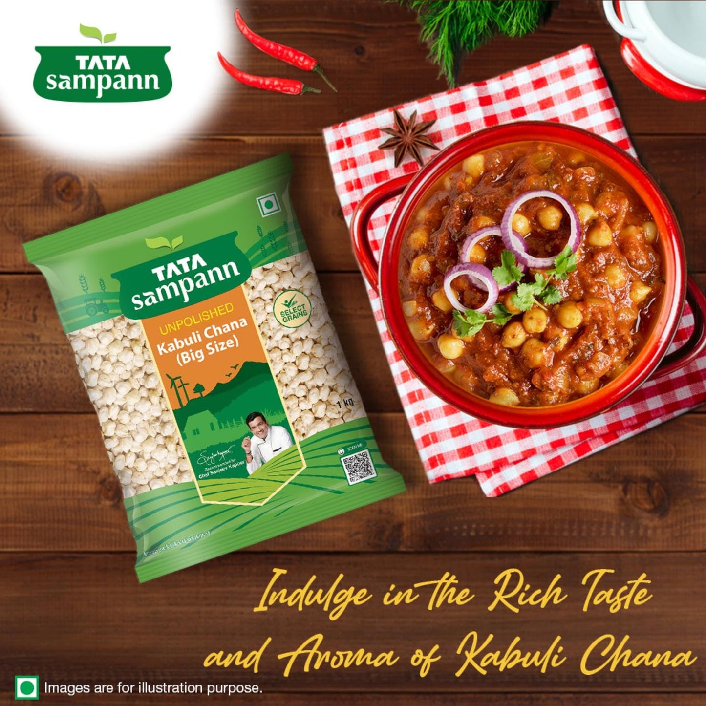 Tata Sampann Unpolished Kabuli Chana (Big Size), 1kg