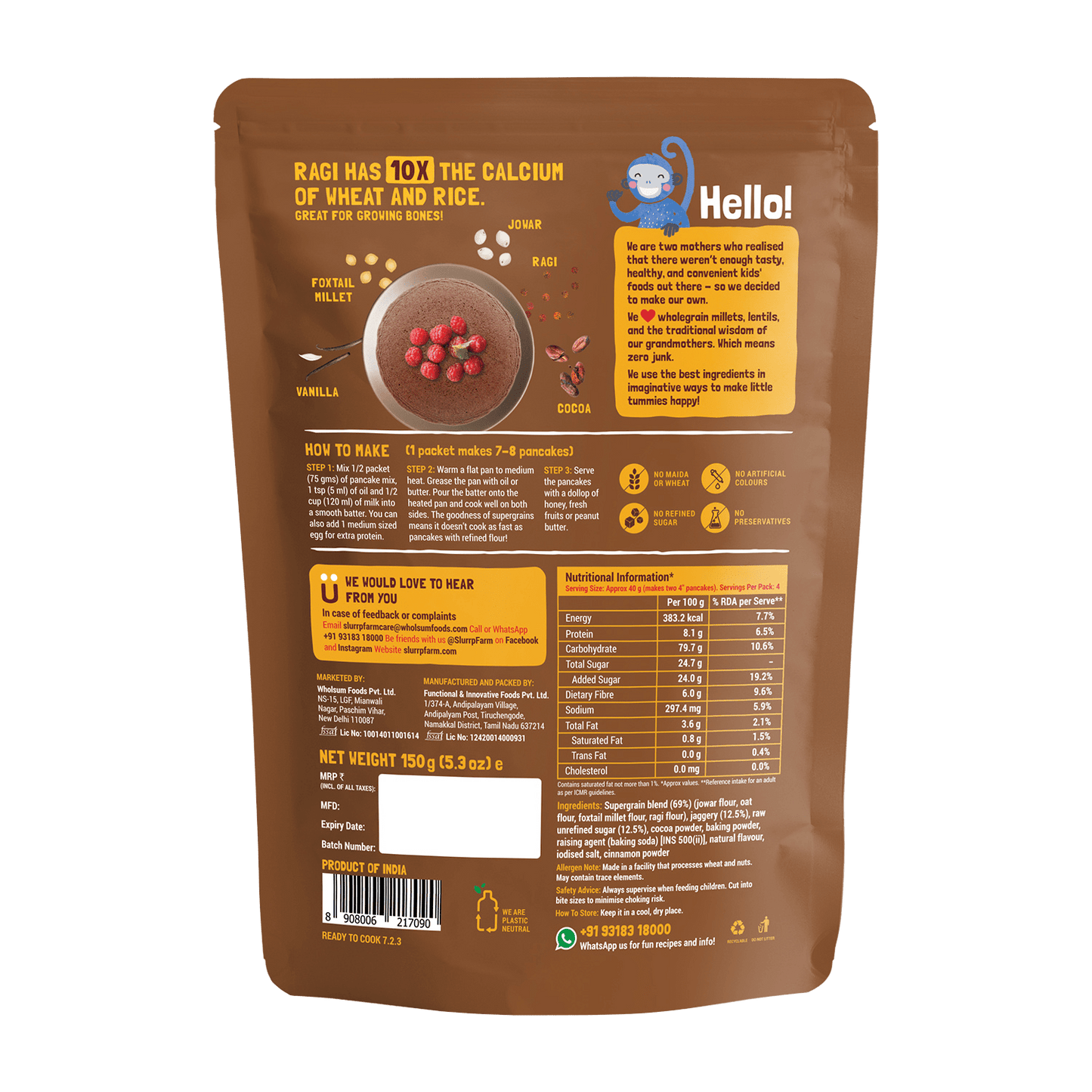 Millet Pancake Mix - Chocolate & Supergrains 150gm