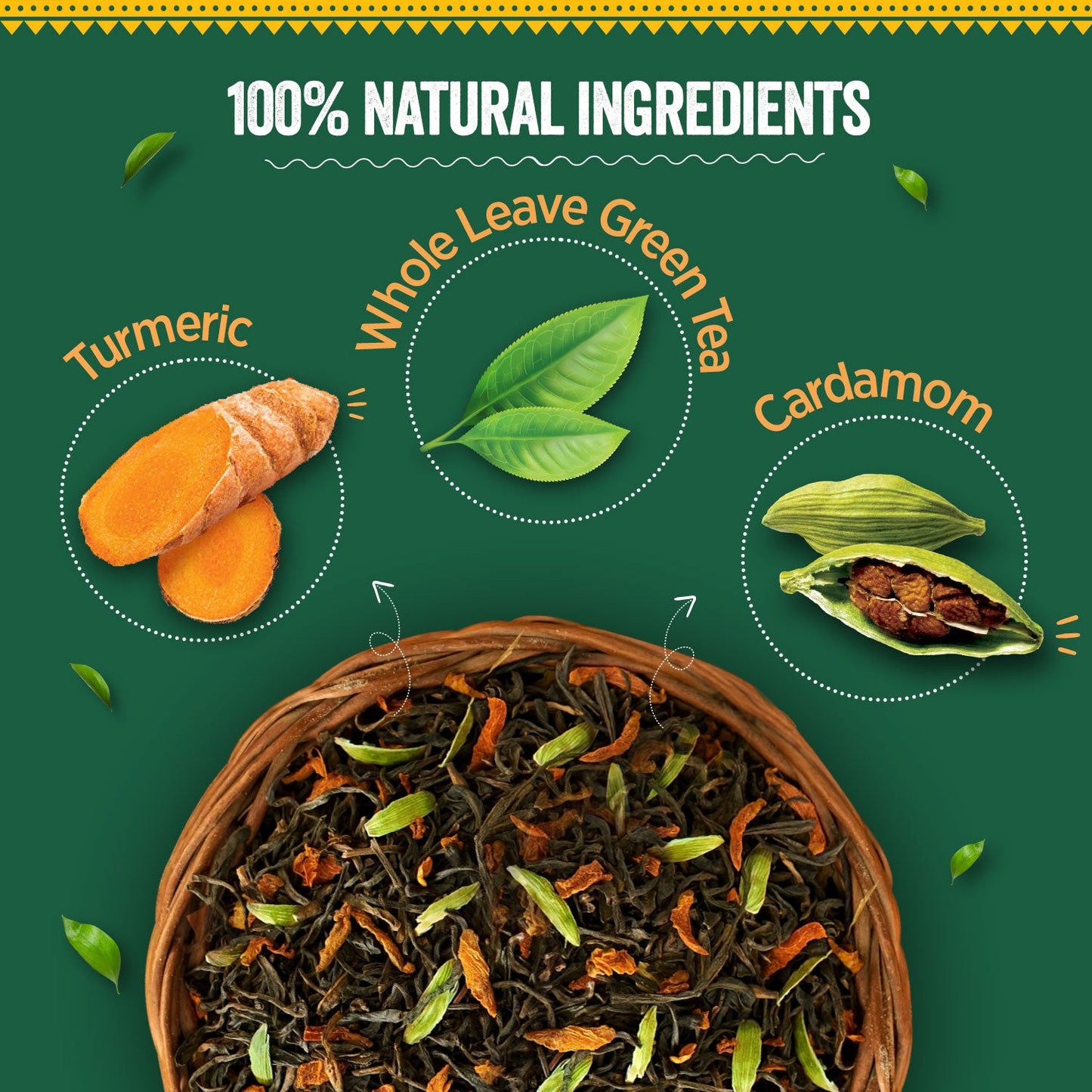 Turmeric Cardamom Green Tea Pack